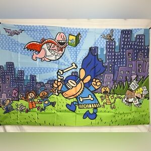 Dog Man Theme Birthday Backdrop Banner 5x3Ft. (Polyester)